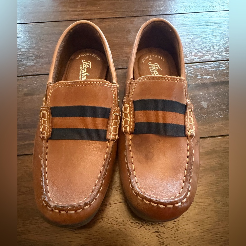 Florsheim Kids Brown Loafers with Black Stripes Size 1